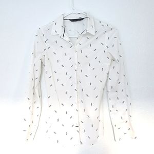 Zara Basic white nautical cord  botton down Shirt size S